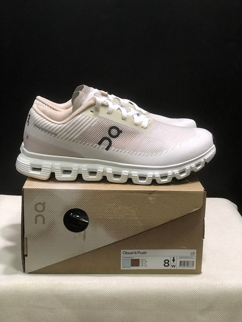White and Beige On Cloud 6 Push Sneakers - product image from the listing.