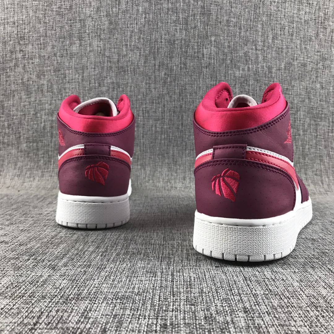 Air Jordan 1 High Sneakers in White, in Pink and Burgundy - product image from the listing.