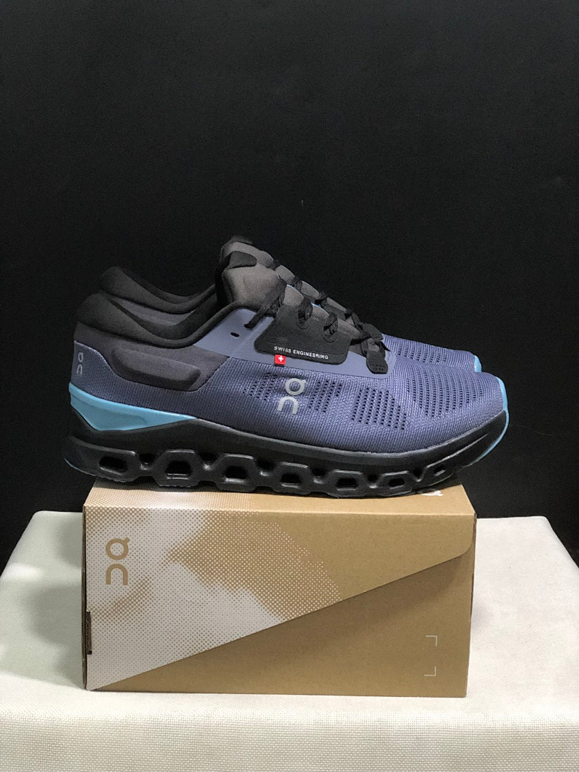 On Cloudstratus 3 Running Shoes, in Black and Blue - product image from the listing.