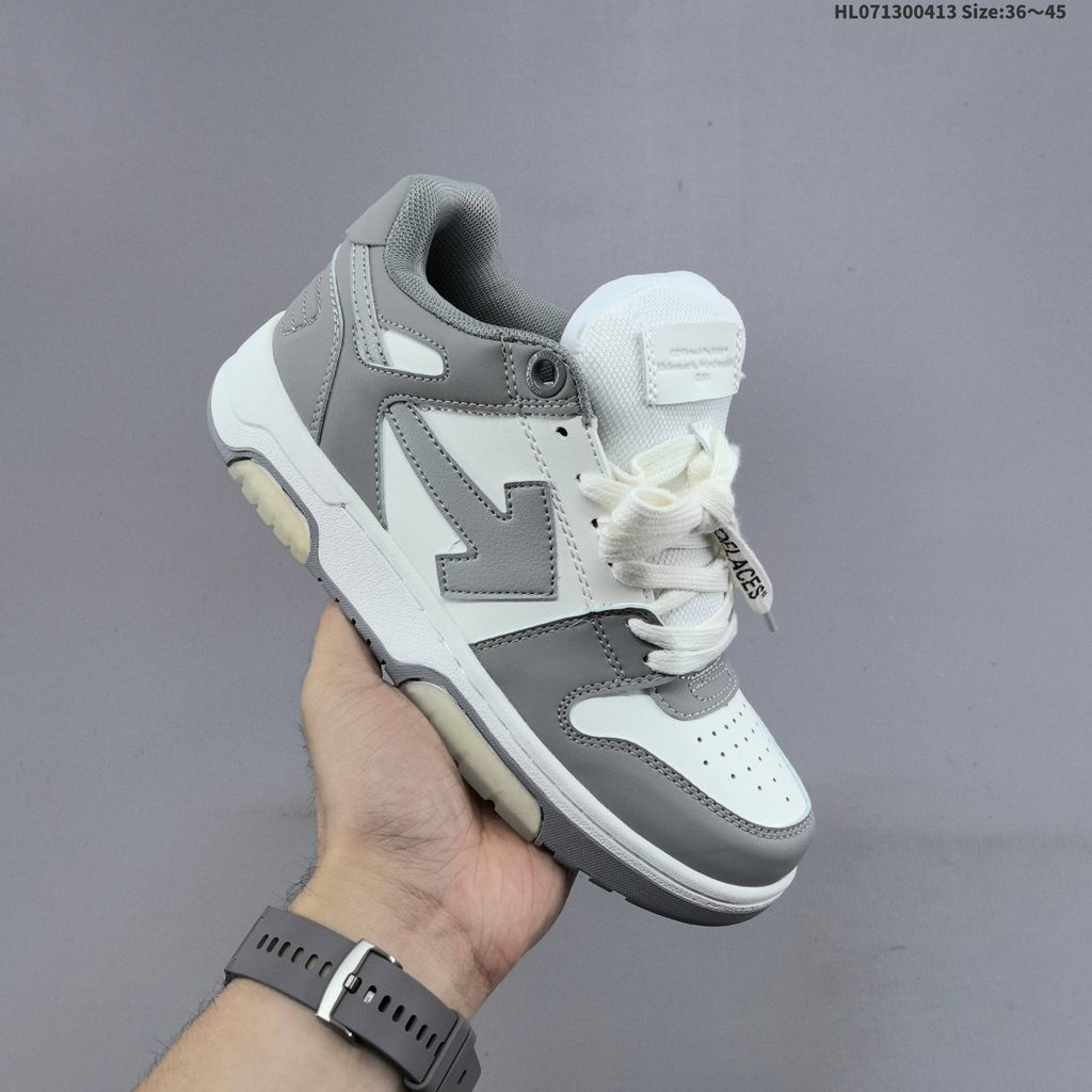 White and Grey Off-White Arrows Low-Top Sneakers - product image from the listing.