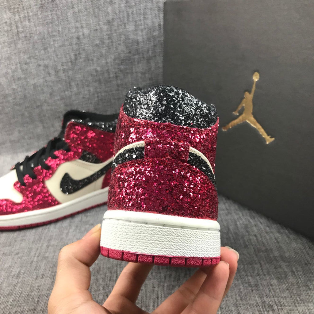 Air Jordan 1 Mid Chicago Starfish Sneakers, in Red and Black - product image from the listing.