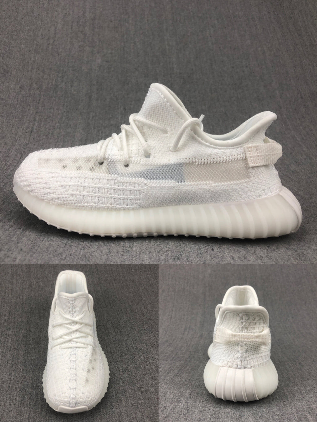 White Yeezy 350 V2 Kids Sneakers - product image from the listing.