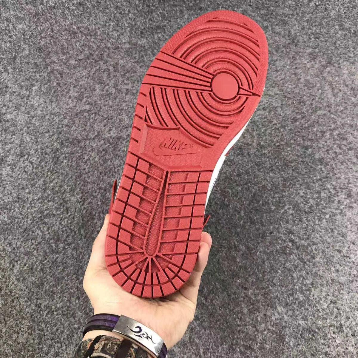 Off-White x Air Jordan 1 High Sneakers, in Red and White - product image from the listing.