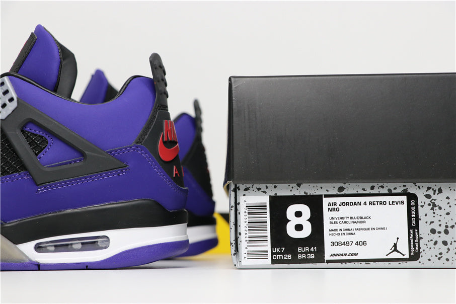 Jordan 4 Retro Sneakers in Purple Suede 308497-406 - product image from the listing.