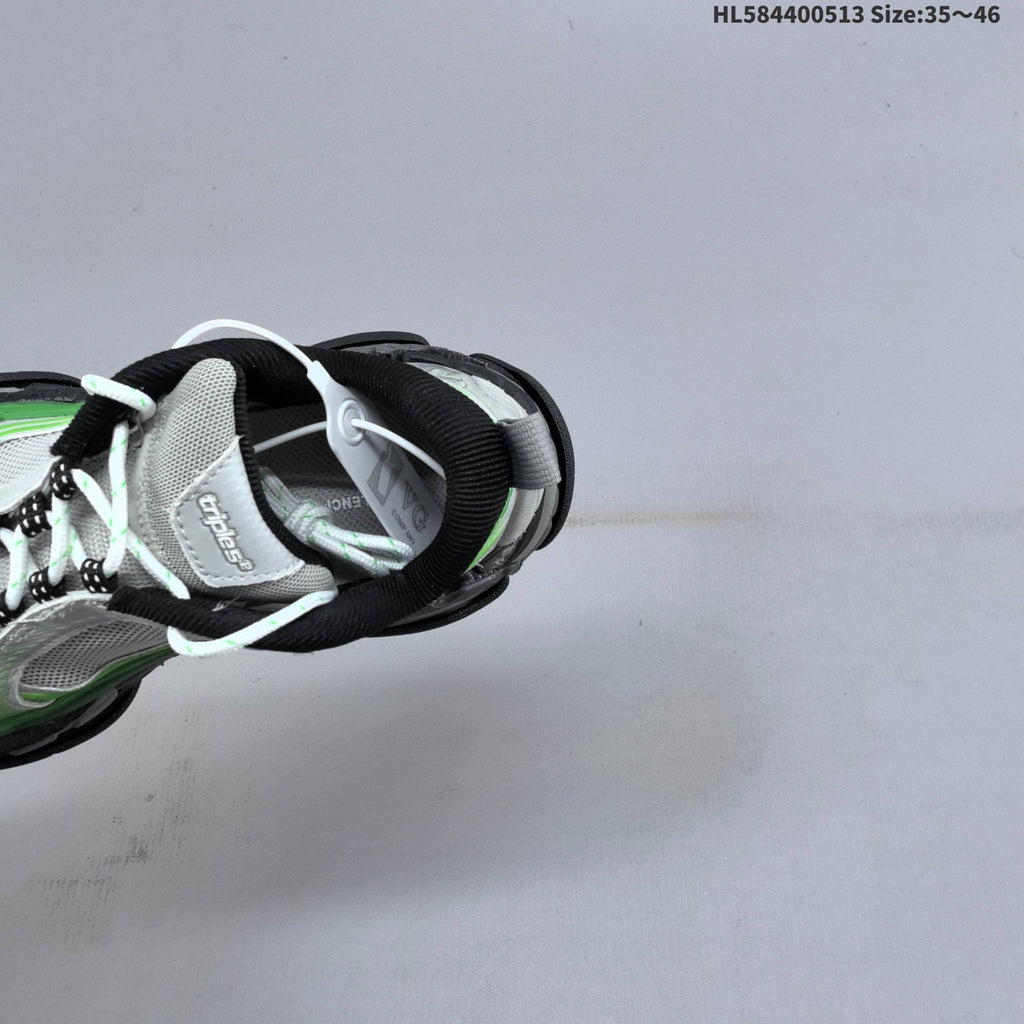 White and Green Balenciaga Triple S 2.0 Sneakers - product image from the listing.