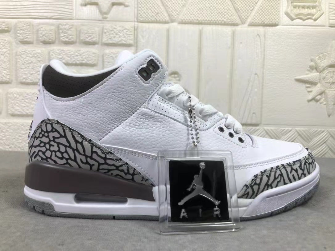 Air Jordan 3 Women's White Brown Sneakers DH3434-110 - product image from the listing.