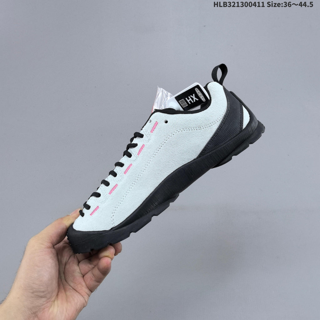 KEEN Jasper Low-Top Outdoor Sneakers in White Black Pink - product image from the listing.