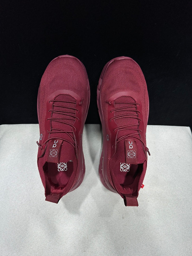 On x Loewe Cloudtilt Sneakers in Cherry in Burgundy - product image from the listing.