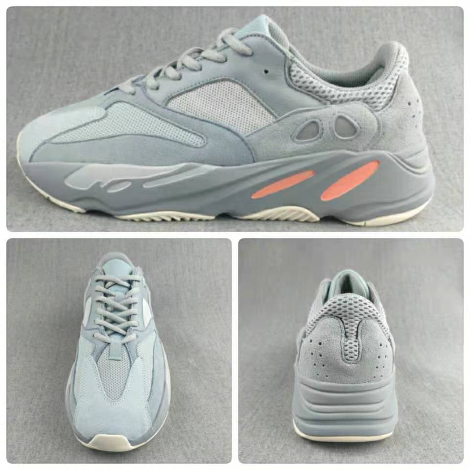 Blue Grey and Coral Nike Yeezy 700 V2 Shoes - product image from the listing.