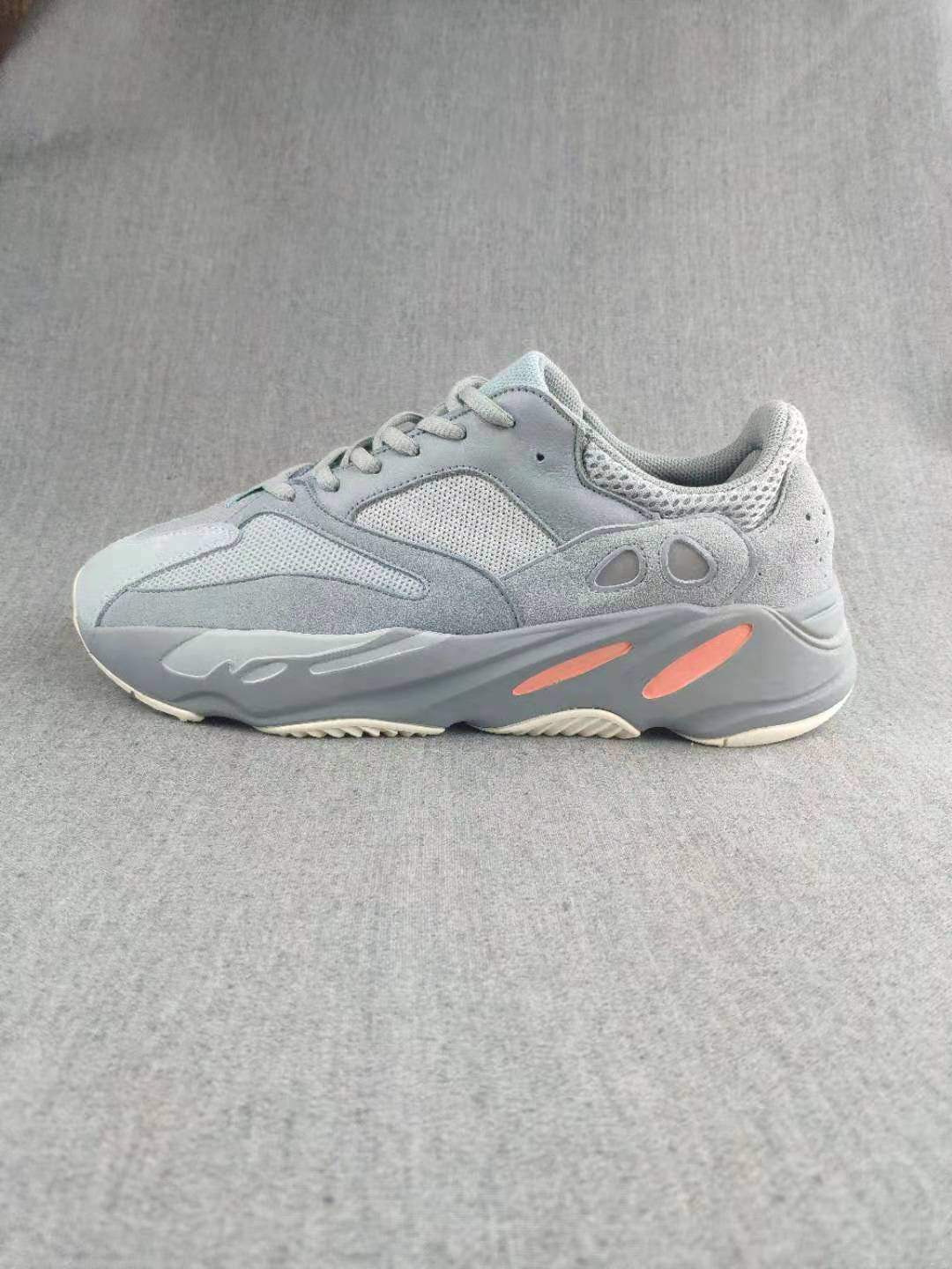 Blue Grey and Coral Nike Yeezy 700 V2 Shoes - product image from the listing.