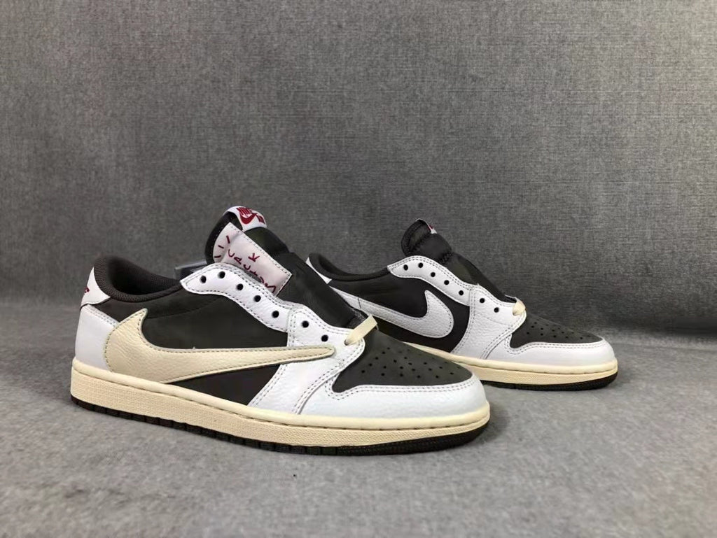 Travis Scott x Air Jordan 1 Low Sneakers in White Brown - product image from the listing.