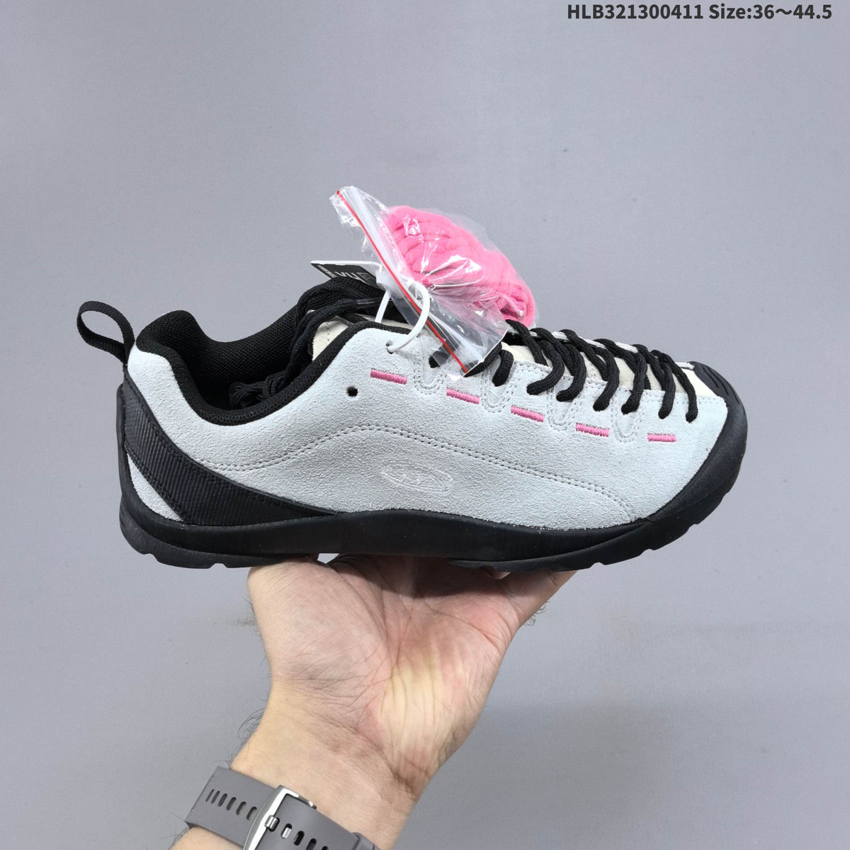 KEEN Jasper Low-Top Outdoor Sneakers in White Black Pink - product image from the listing.