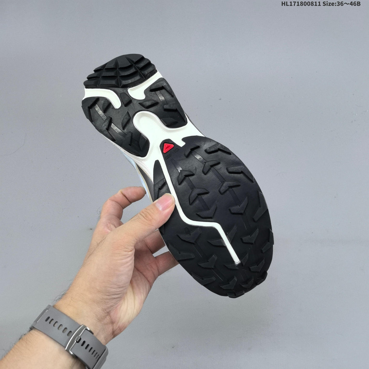 Salomon XT-6 GTX Trail Running Shoes, in Ice Blue and Black - product image from the listing.