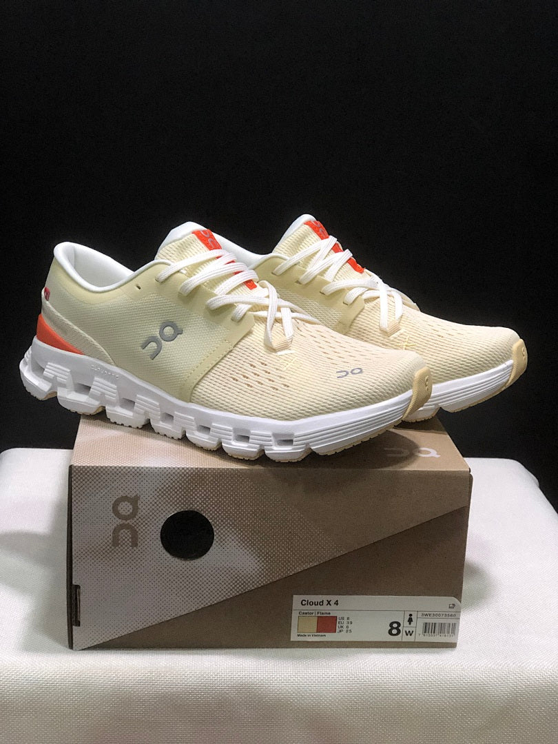 Cream and Orange On Cloud X 4 Sneakers - product image from the listing.