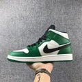 Air Jordan 1 Mid SE Sneakers in White Green Black - product image from the listing.