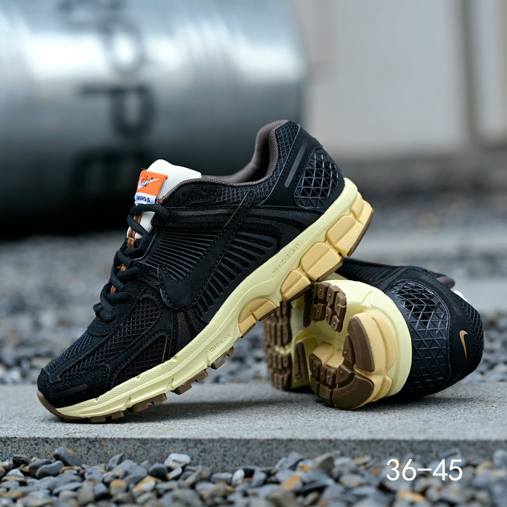 Black and Cream Nike Air Zoom Vomero 5 Sneakers - product image from the listing.