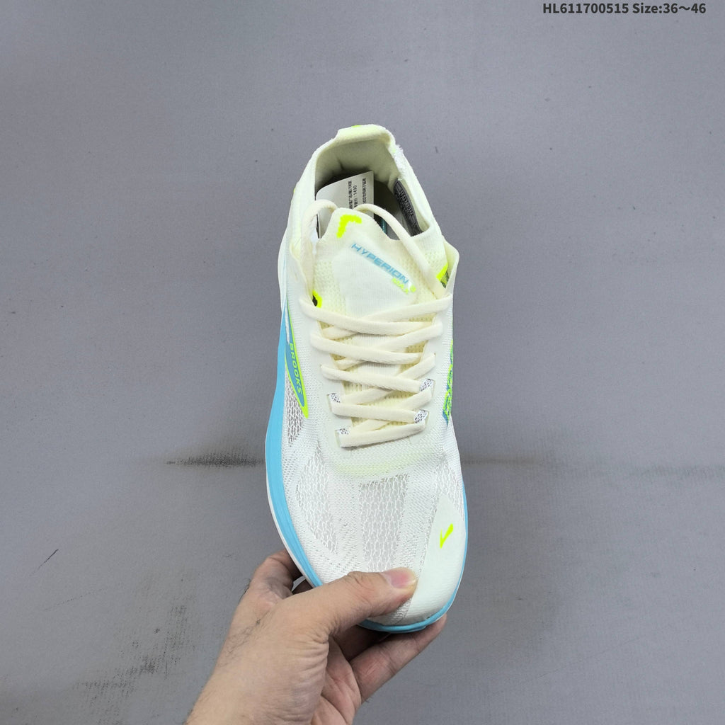 Brooks Hyperion Max 3 Running Shoes, in White and Blue - product image from the listing.