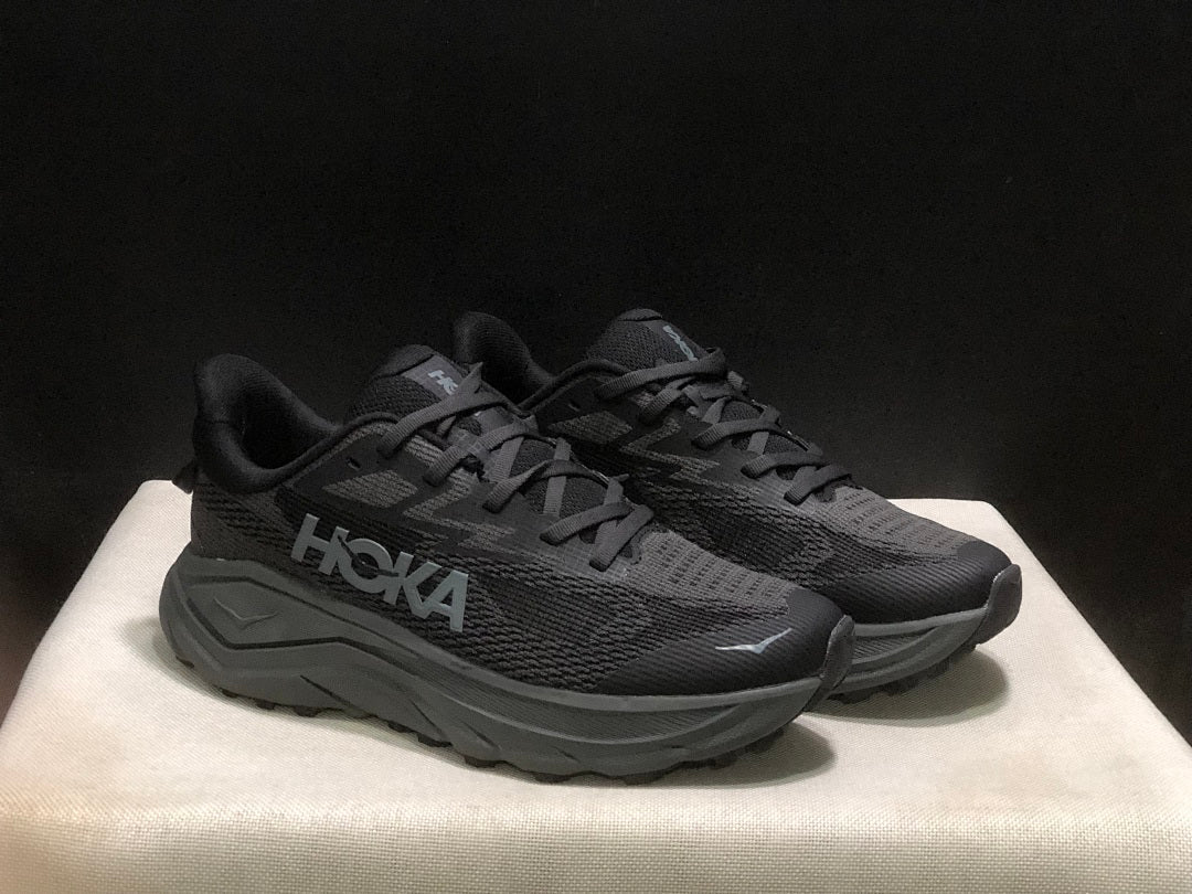 Black HOKA Challenger 8 Trail Running Shoes - product image from the listing.