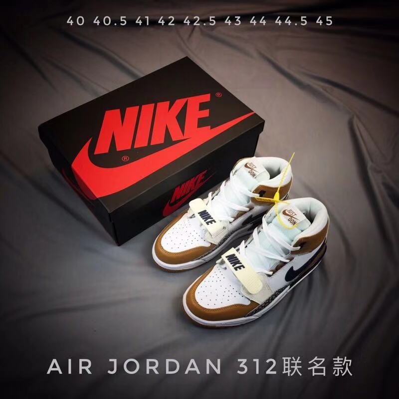 Jordan Legacy 312 High-Top Basketball Shoes, in White Tan Navy - product image from the listing.