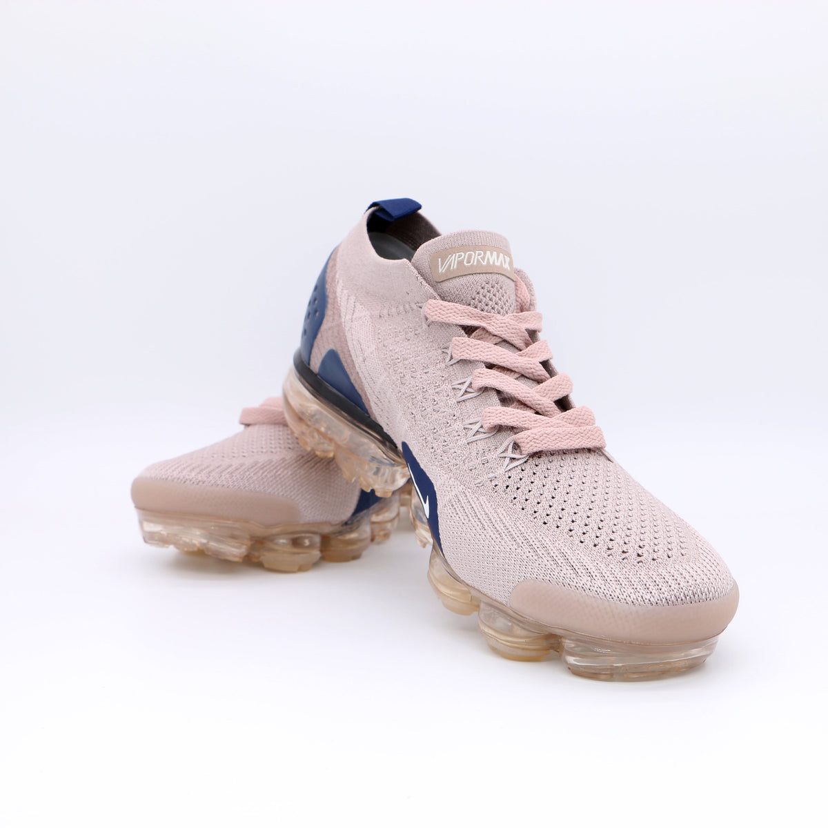 Nike Air VaporMax Flyknit Trainers, Pink and Navy, 942842-2019 - product image from the listing.