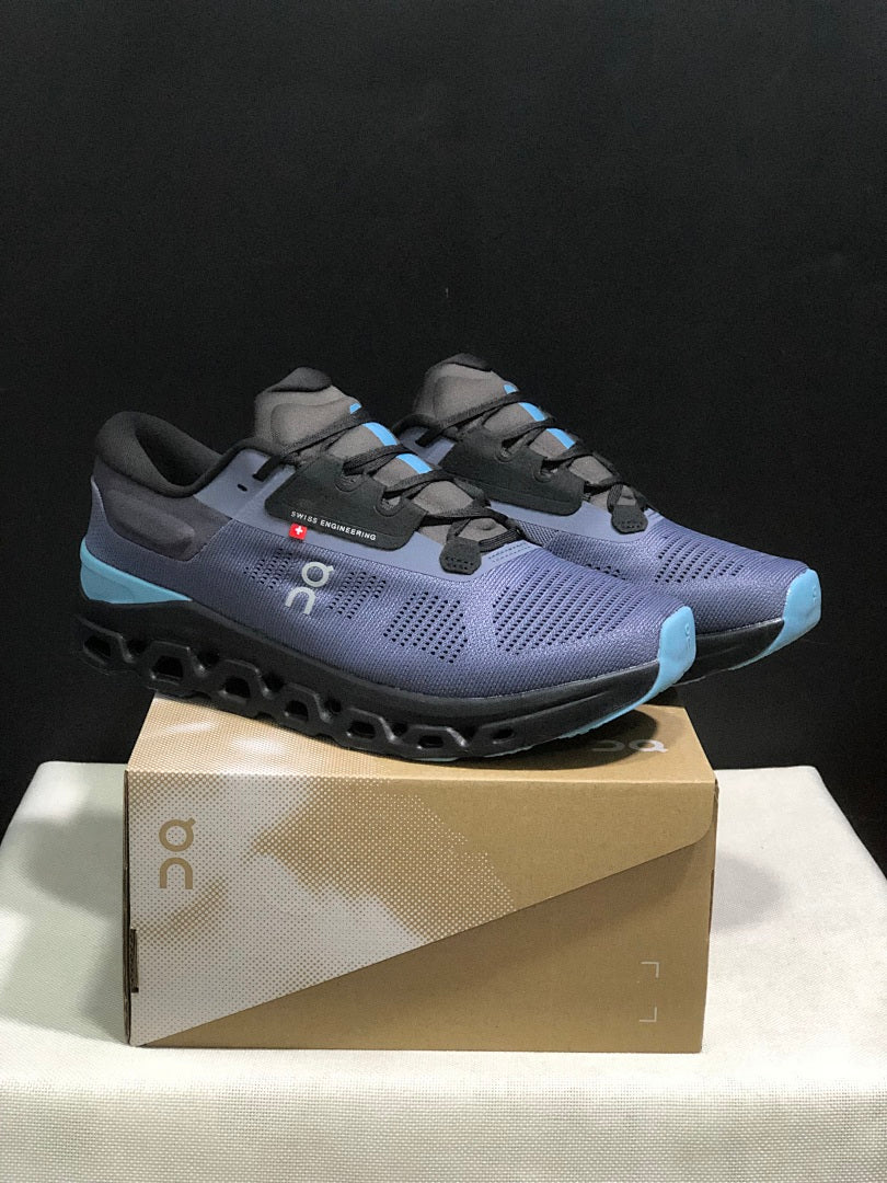 On Cloudstratus 3 Running Shoes, in Black and Blue - product image from the listing.
