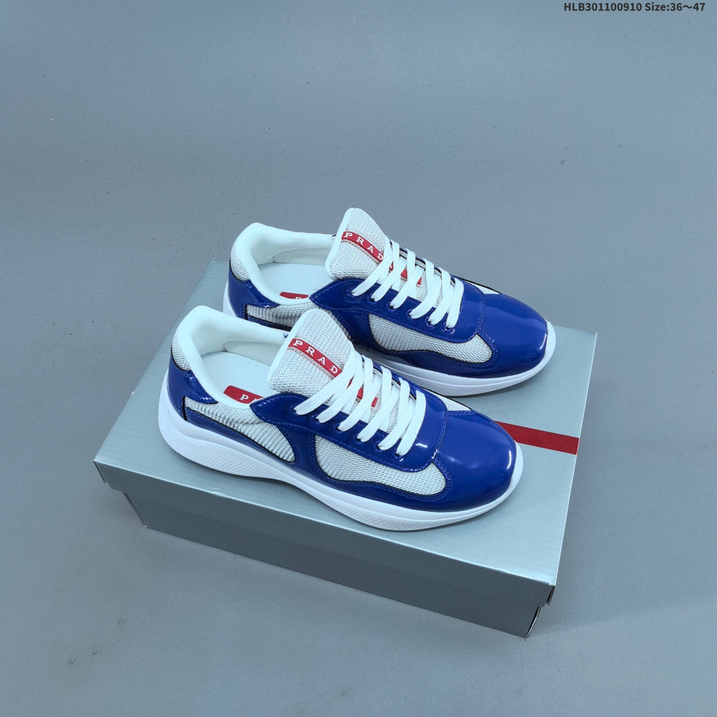 Prada America's Cup Low-Cut Sneakers, Patent-Style Colorways - product image from the listing.