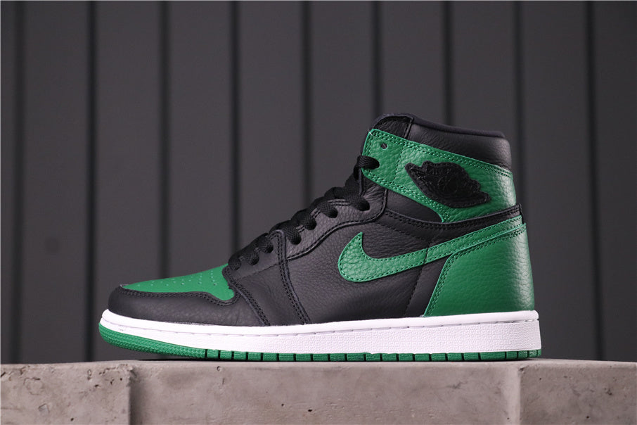 Air Jordan 1 High Pine Sneakers in Green Black 555088-030 - product image from the listing.