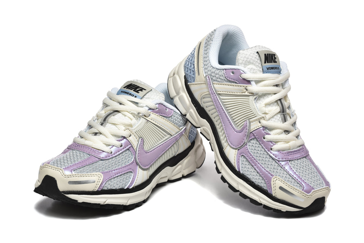 Nike Vomero 5 Trainers in Cream, Silver and Lavender - product image from the listing.