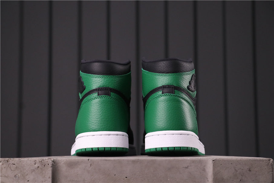 Air Jordan 1 High Pine Sneakers in Green Black 555088-030 - product image from the listing.