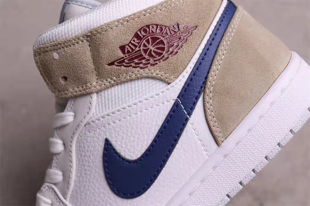 Air Jordan 1 Mid Sneakers White Navy Beige DO6726-100 - product image from the listing.