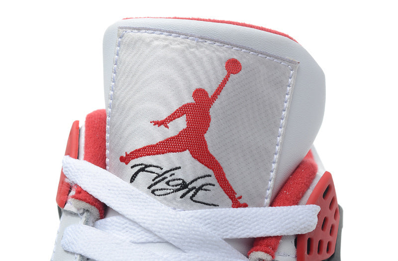 Air Jordan 4 Retro High-Top Sneakers in White and Red - product image from the listing.
