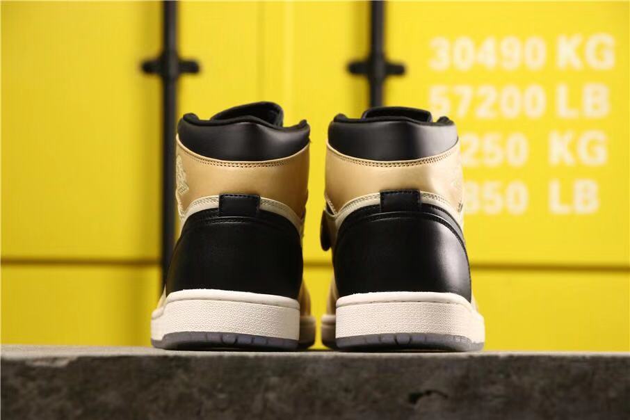 Air Jordan 1 High Premium Black Fossil Sneakers in Pale Ivory - product image from the listing.
