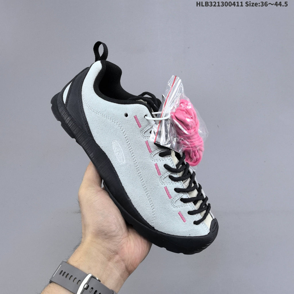 KEEN Jasper Low-Top Outdoor Sneakers in White Black Pink - product image from the listing.