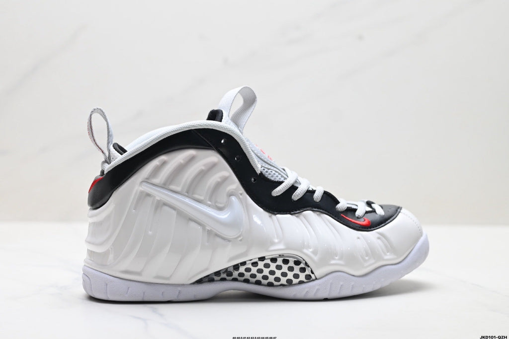 Nike Air More Uptempo Basketball Sneakers in White and Black - product image from the listing.
