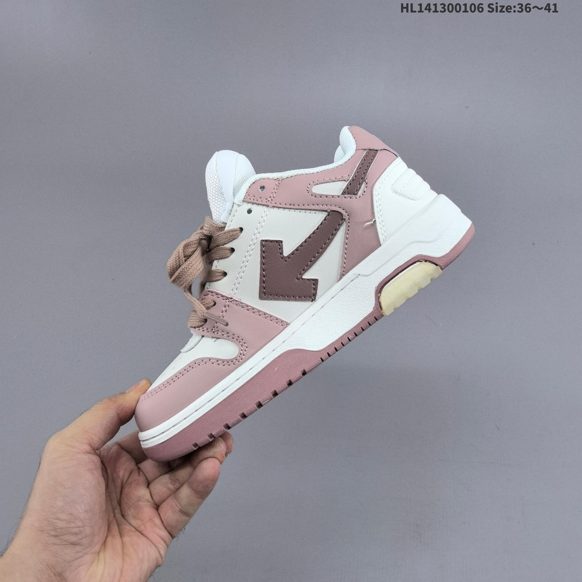 Off-White Low-Top Sneakers in White and Dusty in Pink - product image from the listing.