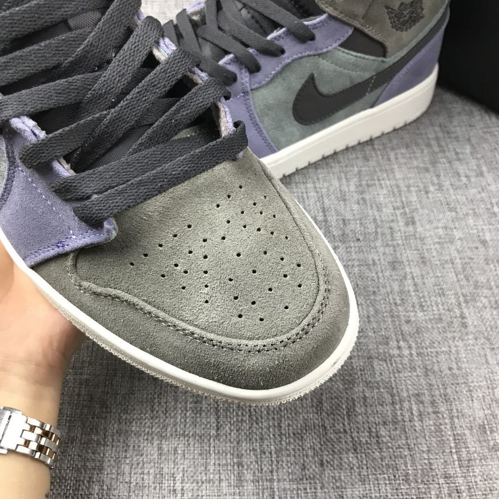 Jordan 1 Mid SE Sneakers in Grey Purple 852842-203 - product image from the listing.