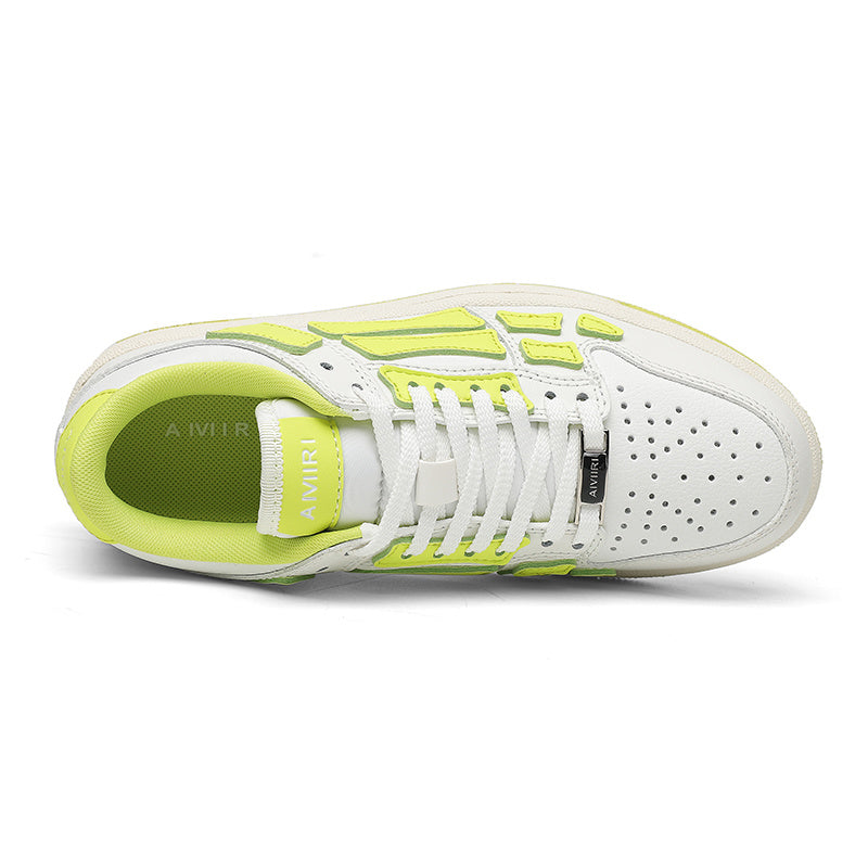 AMIRI Bone Low-Top Sneakers in White and Neon in Green - product image from the listing.