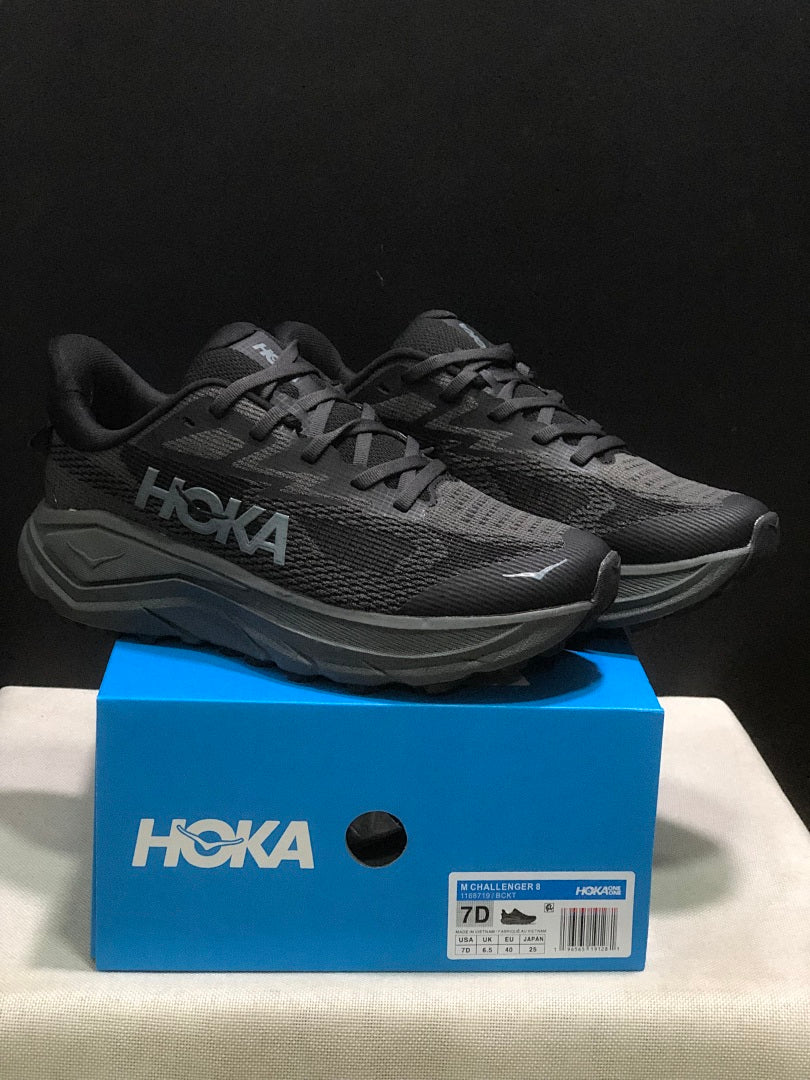 Black HOKA Challenger 8 Trail Running Shoes - product image from the listing.