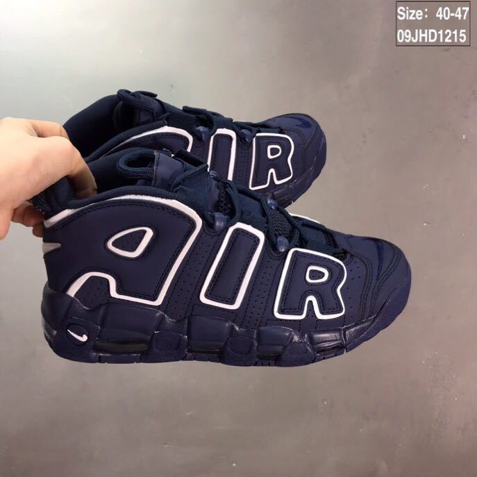 Nike Air More Uptempo Sneakers, in Midnight Navy and White - product image from the listing.