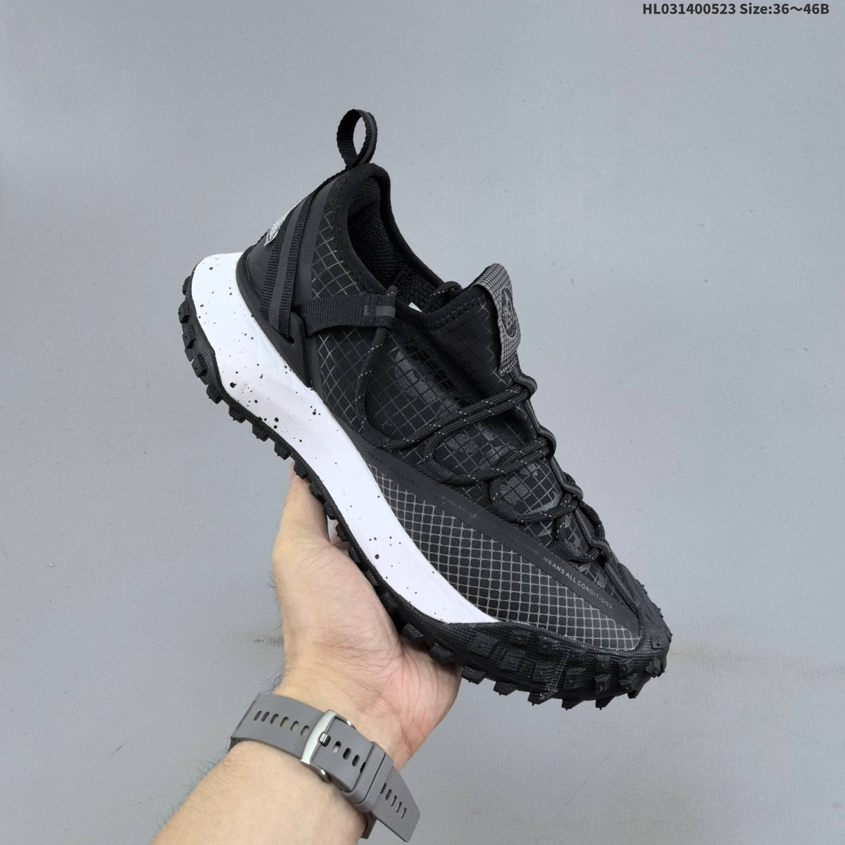 Nike ACG Mountain Fly Low GTX Trail Sneakers in Black - product image from the listing.