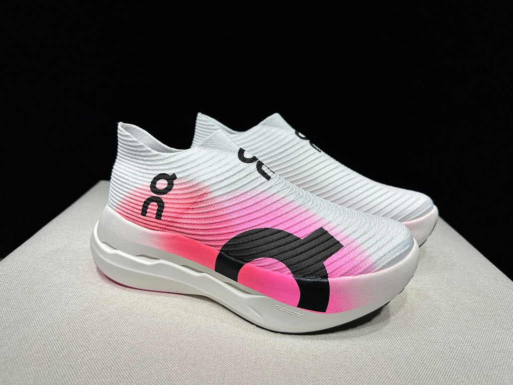Pink and White On Cloudboom Strike LS Running Shoes - product image from the listing.