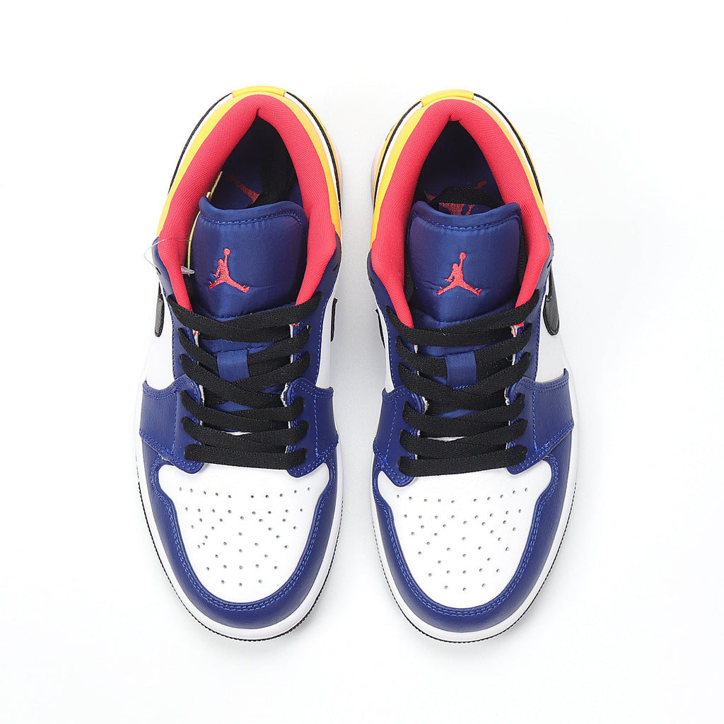 Jordan 1 Low Sneakers in Blue, in White and Yellow 553558-123 - product image from the listing.