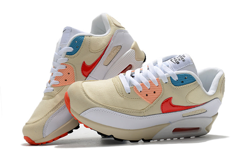 Nike Air Max 90 Sneakers in Cream Red Blue - product image from the listing.