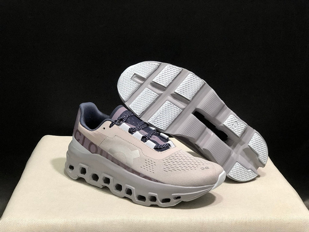 Gray and Purple On Cloudmonster Sneakers - product image from the listing.