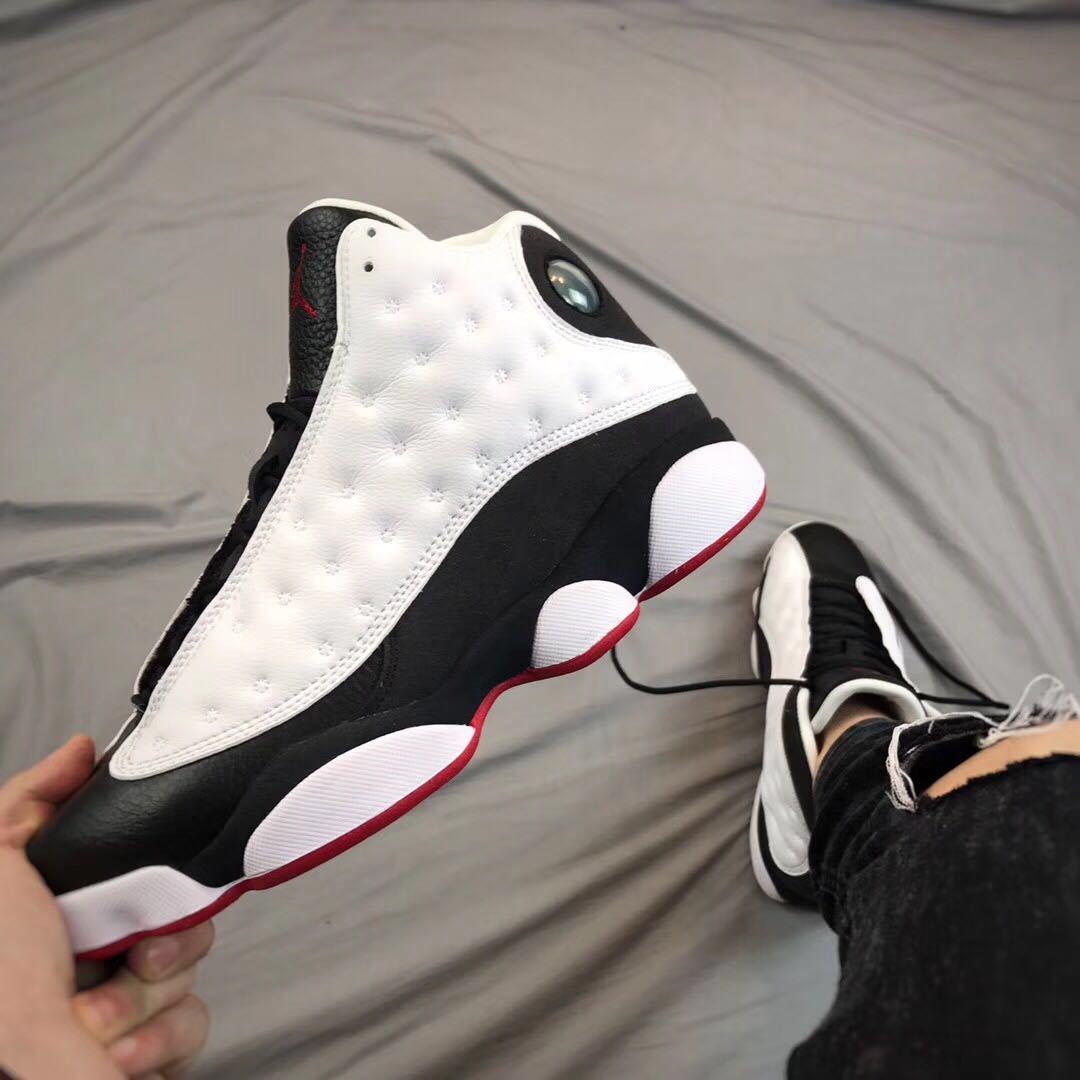 Air Jordan 13 He Got Game Sneakers in Black White Red - product image from the listing.