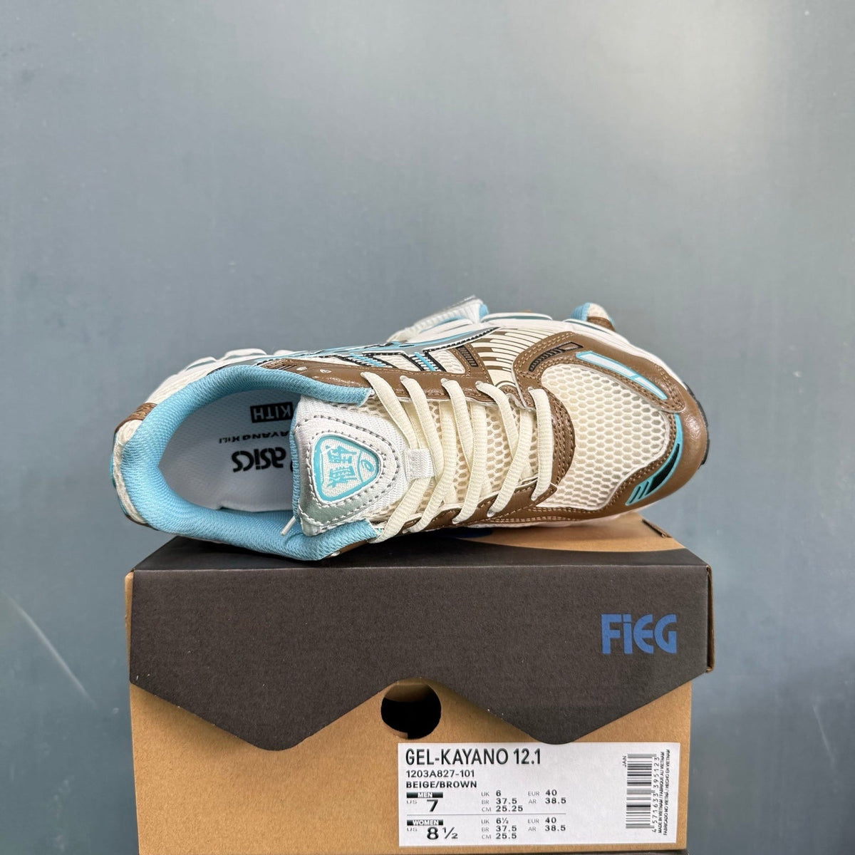 ASICS GEL-KAYANO 12.1 Running Shoes in Beige Brown - product image from the listing.