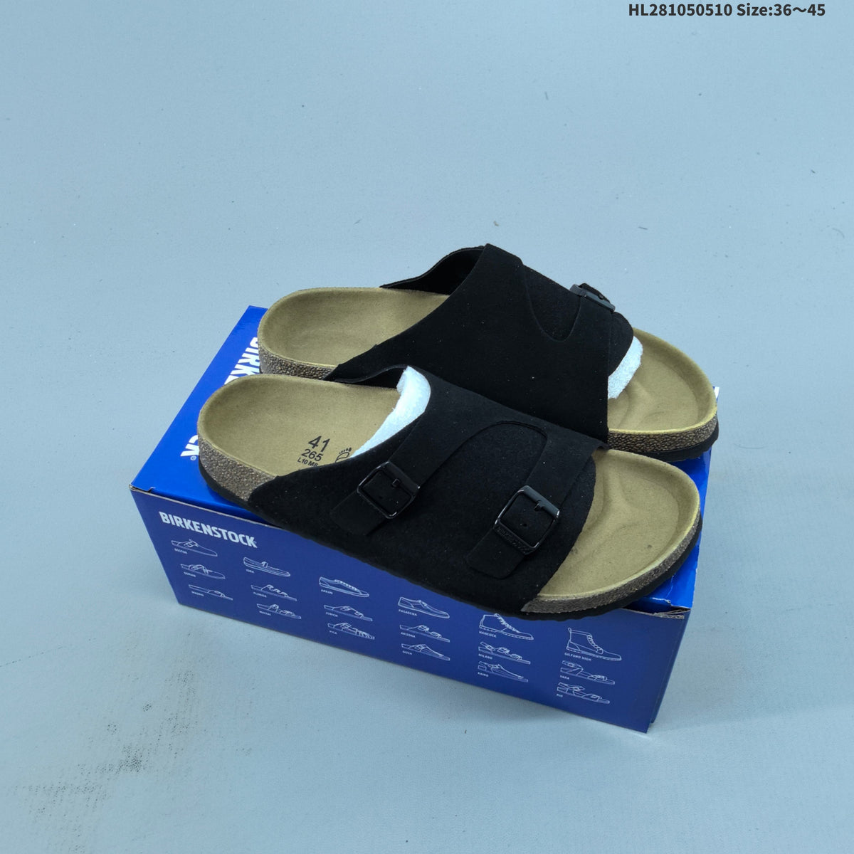 Arizona Two-Strap Slide Sandals Black 1029257 by Birkenstock - product image from the listing.