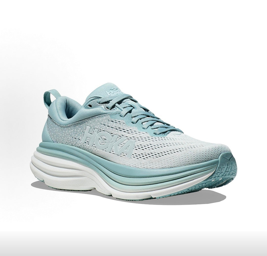 Light Blue HOKA Bondi 8 Running Shoes - product image from the listing.