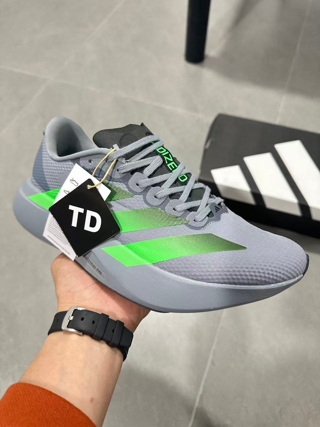 adidas Lightstrike Pro Running Shoes in Grey Green KI6927 - product image from the listing.