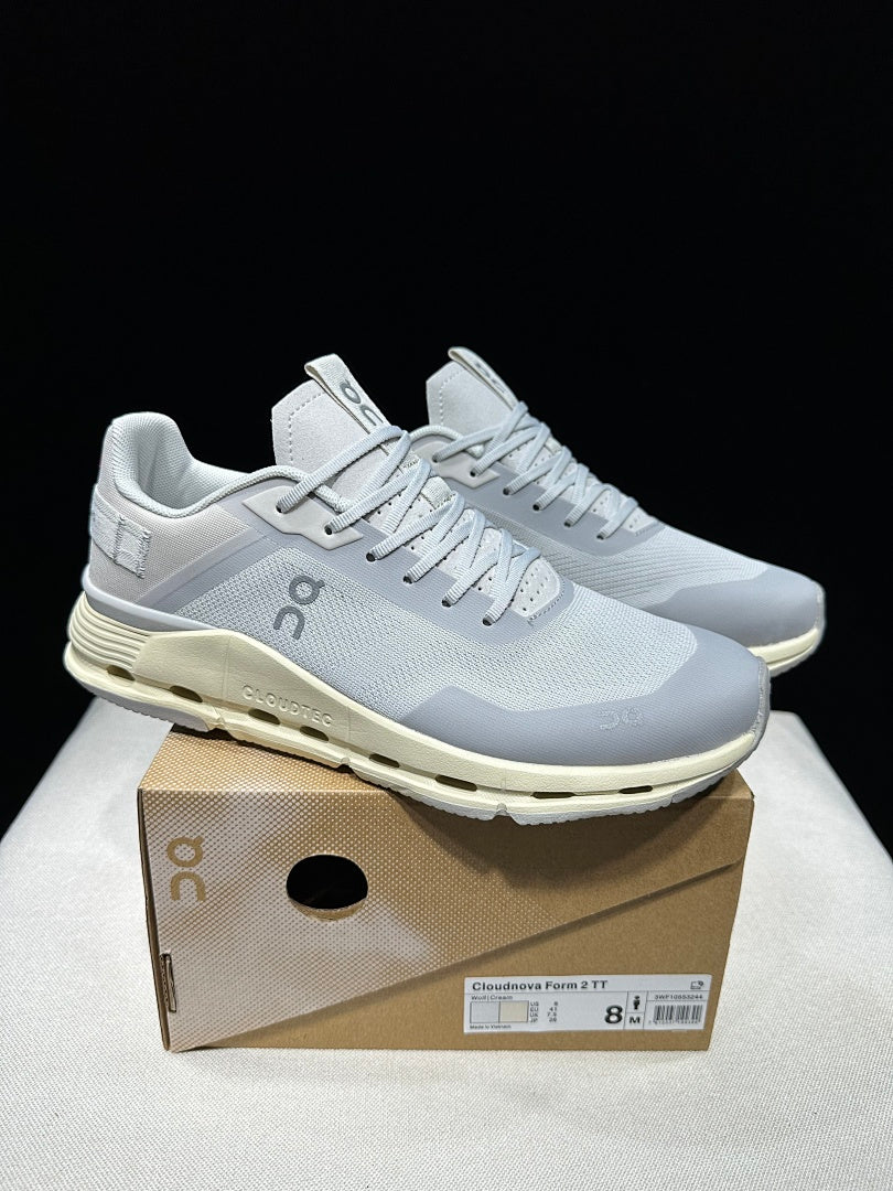 On Cloudnova Form 2 Sneakers, in Gray and Cream - product image from the listing.